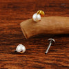 Titanium 16G White Pearl Stud Earring Tragus Helix Cartilage Conch Earring Nose Stud Labret Ring Piercing - Image 14