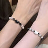 2pcs Moonstone Obsidian Bracelets Couple Minimalist Bracelet Handmade Cute Black White Cat Bracelet Party Jewelry Gifts - Image 2