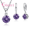 Silver Pendant Necklace Earrings For Women Engagement Jewelry Set Austrian Crystal - Image 12