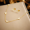 316L Stainless Steel Pearl Butterfly Flower Golden Necklace Earrings For Womens Party Gift Jewelry Set - Image 10
