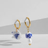 Asymmetric Blue White Flowers Heart Pearl Ceramic Beads Drop Dangle Earrings for Women Beaded Stainless Steel Huggies Earrings - Image 12