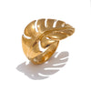 Stylish Design Stainless Steel Metal Leaf Leaves Open Ring Individualistic Jewelry Gift - Image 7