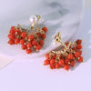 Two-Way Wear Red Sea Bamboo Coral Pearl Earrings Handmade Design High-Quality Earrings Gift for Wife Banquet - Image 2