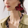Vintage Metal Wine Red Enamel Drip Glaze Large Fower Earrings for Women Charm Exaggerated Wedding Jewelry Gift - Image 2