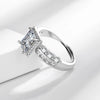 Full Diamond Zircon Sugar Cube Adjustable Silver Ring Light Jewelry - Image 3