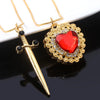 A Set Red Heart and Sword Couple Necklace Collarbone Chain Sword Necklace Accessories for Women Gift - Image 4