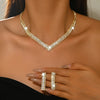 Ultra-Shimmer Diamond V-shaped Collar Chain Fashionally Versatile Eco-friendly Bridal Necklace Earrings Set - Image 5