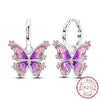 Silver Hoops Earrings Colorful Flower Butterfly Bee Drop Earring For Women Birthday Party Jewelry Gifts - Image 10