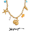 Ocean Style Stainless Steel Pearl Shell Starfish Flower Chilli Drop Charm Necklace Golden Plated Handmade Holiday Jewelry - Image 1