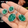 Green Tourmaline Ring Pendant Necklace Earrings for Women Retro Gemstone Cocktail Party Jewelry Set Birthday Gift - Image 1