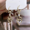 Double Layers Heart Drop Earrings for Women Rhinestone Crystal Korean Bridal Wedding Earring Jewelry - Image 4