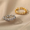 Classic Twist Chain Open Rings For Women Zircon Stainless Steel Geometric Twist Wrapped Couple Ring Wedding Aesthetic Jewelry - Image 3