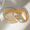 White Cubic Zirconia Multi-Layers Bangle Bracelet And Collar Necklace Jewelry Sets Stainless Steels Jewelry - Image 1