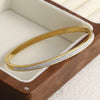 316L Stainless Steel Bangle Bracelet with Cubic Zirconia Details in Gold-Tone - Image 43