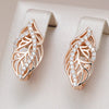 Crystal Flower Dangle Earrings for Women Rose Gold Color Zircon Daily Jewelry - Image 1