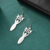 Crescent Goddess Black Birthstone Stainless Steel Earrings Triple Moon Wicca Pentagram Gothic Drop Earrings - Image 8