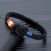 Men Women Spain Flag Double Strand Nautical Rope Bracelet Brushed Black Stainless Steel Magnet Buckle Accessories - Image 1