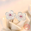 Silver Crystal Jewelry Flower Stud Earrings For Women Lady - Image 1