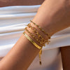 Minimalist Gold Color Plated Stainless Steel Hammer Pattern Geometric Chain Bracelet Heart shaped Hollow out Stackabl - Image 3