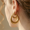 Large Stainless Steel Circle Hoop Earrings in Gold-Tone or Silver-Tone - Image 3