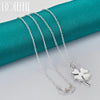 Silver Four-Leaf Clover Pendant Necklace 16-30 Inch Chain For Woman Wedding Charm Jewelry - Image 4