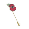 Long Stick Red Poppy Lapel Pin, Gold-Tone, Silver Tone Enamel Brooch, 27mm x 18mm, Remembrance Flower Badge - Image 3