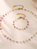 Colorful Crystal Pendant Necklace Bracelet Set 2pcs Women Stainless Steel Gold Plated Chain Bohemian Jewelry Accessories - Image 5