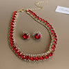 Green Rhinestone Necklace Stud Earrings For Women Crystal Choker Necklaces Ladies Weddings Banquet Jewelry Set K - Image 16
