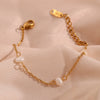 Stainless Steel Chain Freshwater Pearl Chain Necklace Bracelets For Women Gold Plated Jewelry Set - Image 4