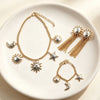 Boho Celestial Theme Jewelry Set Ladies Sun Moon Star Pendant Necklace Matching Bracelet and Tassel Dangle Earrings Ornament Set - Image 2
