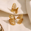Gold Plated Stainless Steel Rings for Women Irregular Hammered Metal Texture Statement Jewelry - Image 5