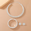 Light Double Layer Choker Necklace for Women Full Rhinestone Cuff Bracelet Stud Earring Braidal Wedding Party Jewelry Set - Image 4