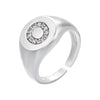 silver color A-Z Initial Signet Rings For Women Men Statement Ring 26 letters women adjustable rings - Image 19