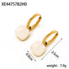 Stainless Steel Colorful Double White Black Square Stone Drop Earring Gold Plated Earrings For Women Jewelry - Image 6
