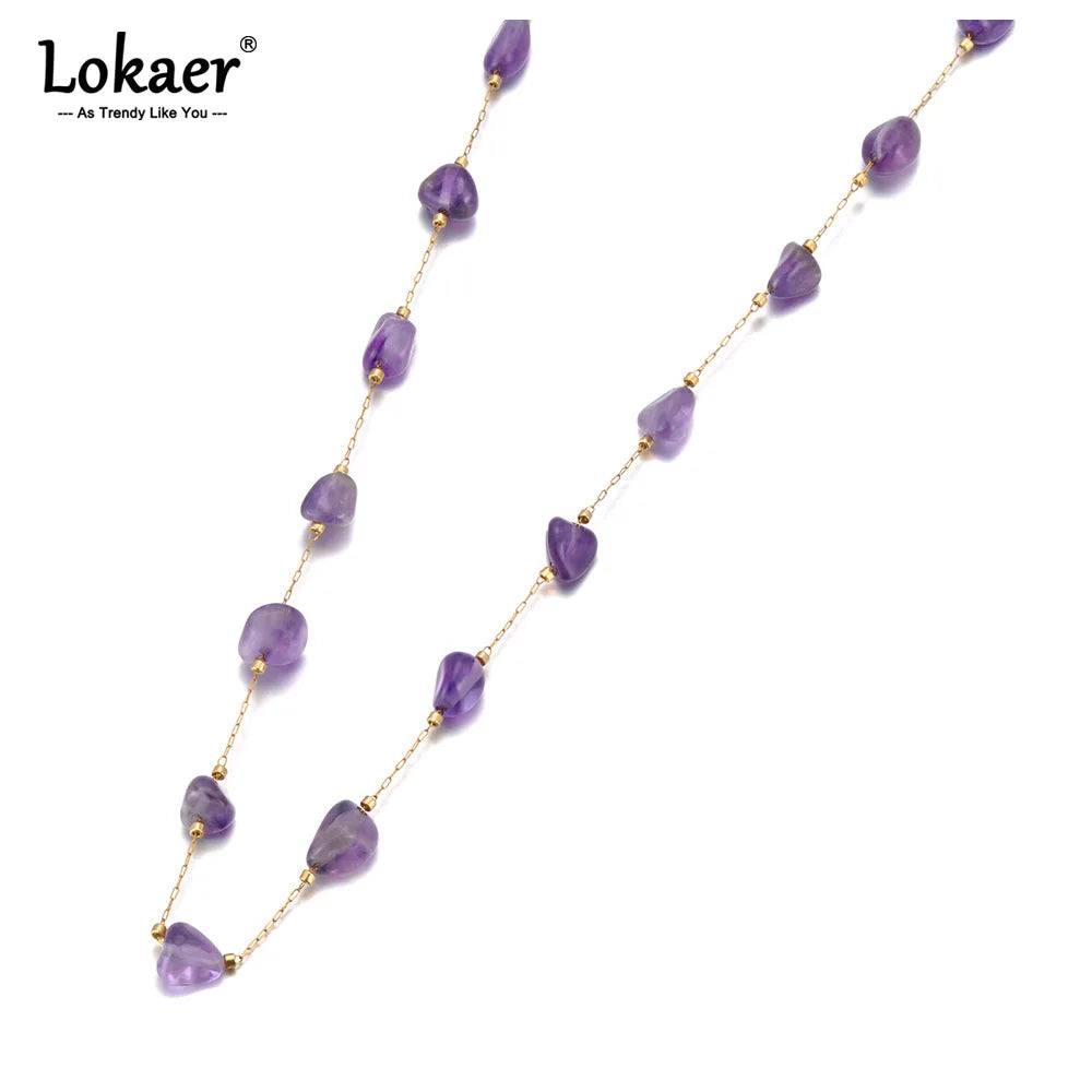 Colorful Stone Beads Necklace Bracelet Sets for Women Bohemia Stainless Steel Handmade Jewelry Tiki - Image 1