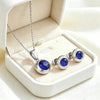 Simple 304 Stainless Steel Round Inlaid Crystal Color Birthstone Lucky Stone Pendant Necklace Earrings Set For Woman - Image 10