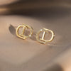 Minimalist Double D Rhinestone Earrings Gold Plated Letter Stud Jewelry for Women Versatile Daily Accessories - Image 2