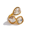 Stainless Steel Colorful K9 Crystal Open Adjustable Ring Golden Pvd Plated Finger Jewelry - Image 13