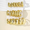 Vintage Ccb Drop Sphere Hoop Earrings Set Irregular Twist C Shape Women Accessories - Image 2