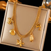 316L Stainless Steel Metal Double Chain Starfish Shells Pendant Necklace Pvd Plated Jewelry Women - Image 13