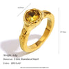 Women's Shiny Single Champagne Color Zircon Thin Rings Gold Plated Stainless Steel Jewelry Accessories - Image 8