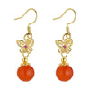 Panjbj Silve Nanhong Agate Drop Earring for Women Golden Butterfly Hollow Out Ethnic Jewelry Gift - Image 5