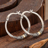 Silver Vintage Two Tone Hoop Earrings for Women Bohemia Style Female Circle Earrings Jwelry Gifts - Image 3
