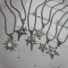 6Pcs Y2K Star Sun Pendant Necklace Set Silver Tone Vintage Star Spiral Sun Charms Chain Necklaces for Punk Streetwear - Image 2