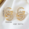 Rhinestone Interlocking Letter Earrings Double CZ Stud Earrings For Women Bridal Bridesmaid Wear - Image 5
