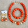 32inches 2Layers orange artifinal nigerian coral bead jewelry set wedding - Image 7