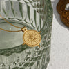 Frosted Surface Acient Sun Compass Pendant Necklace For Woman Ladies Stee Pvd Plated Coin Necklace Gold Jewelry - Image 4