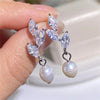 Korean Flower Earrings Shiny Leaf Zircon Imitation Pearl Drop Earring Bridal Wedding Jewelry Gifts - Image 8