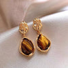 Vintage Maillard Coffee Tone Clip on Earrings for Non Pierced Retro Style Brown Resin Tiger Eye Stone Artistic Women Ears Clips - Image 19