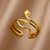 316L Gold Plated Stainless Steel Snake Rings For Women Men Open Adjustable Ring Vintage Gothic Aesthetic Jewelry - Image 18